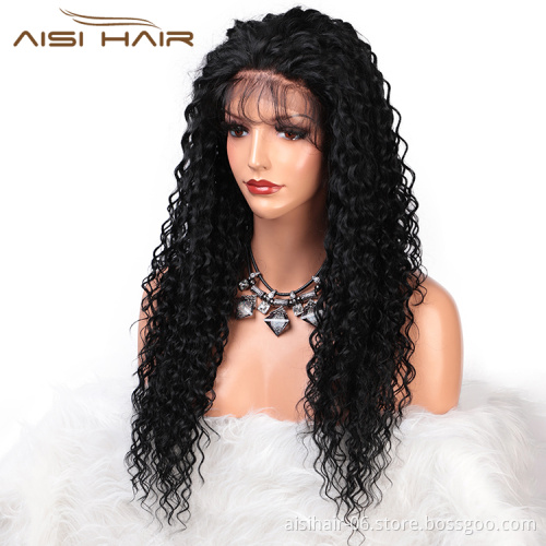 Long Kinky Curly Wave Natural Black Wig Aisi Hair Afro Lace Front Wig Deep Wave Front Lace Hair Wigs For Black Women